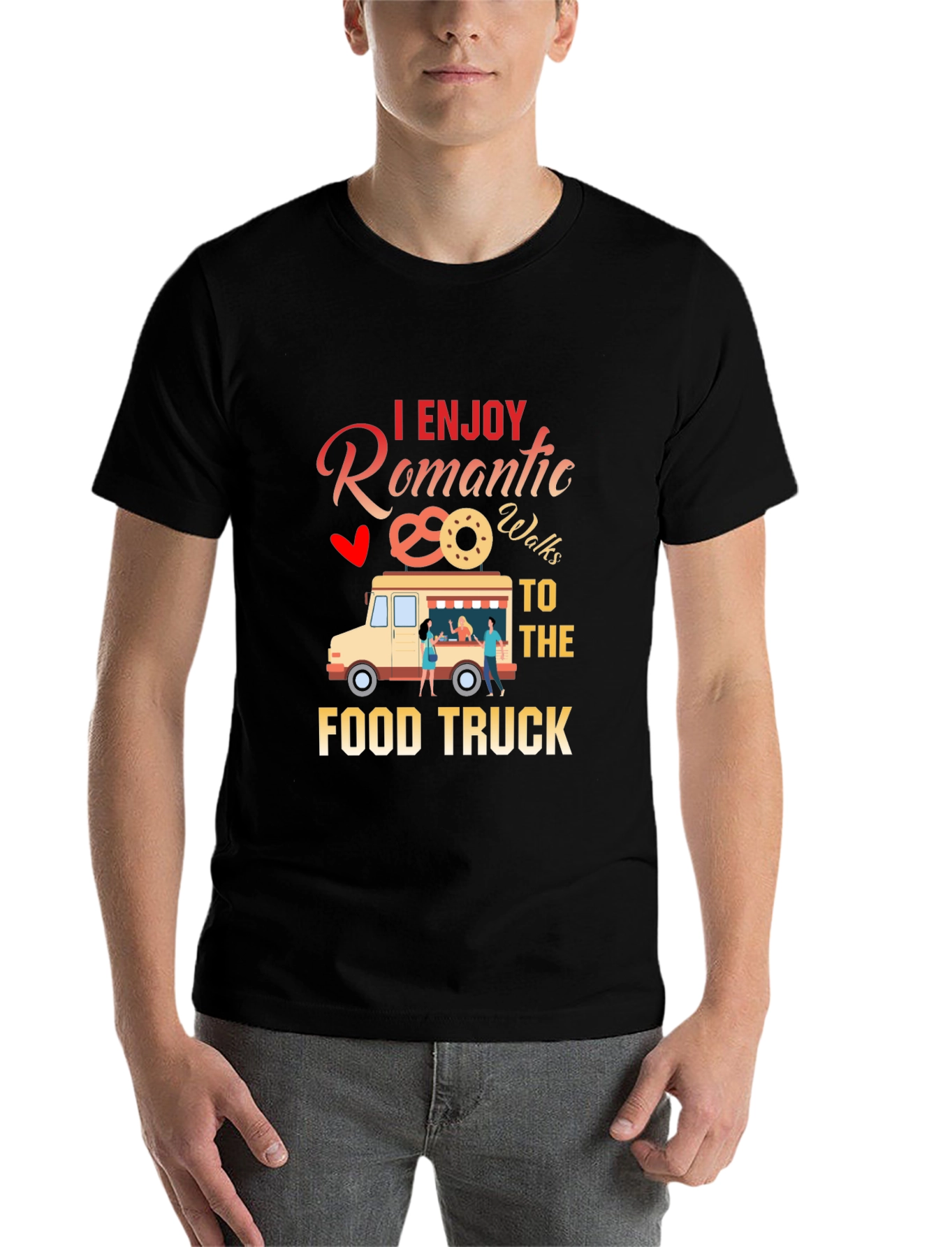 Black Romantic Food Truck T-Shirt view 7
