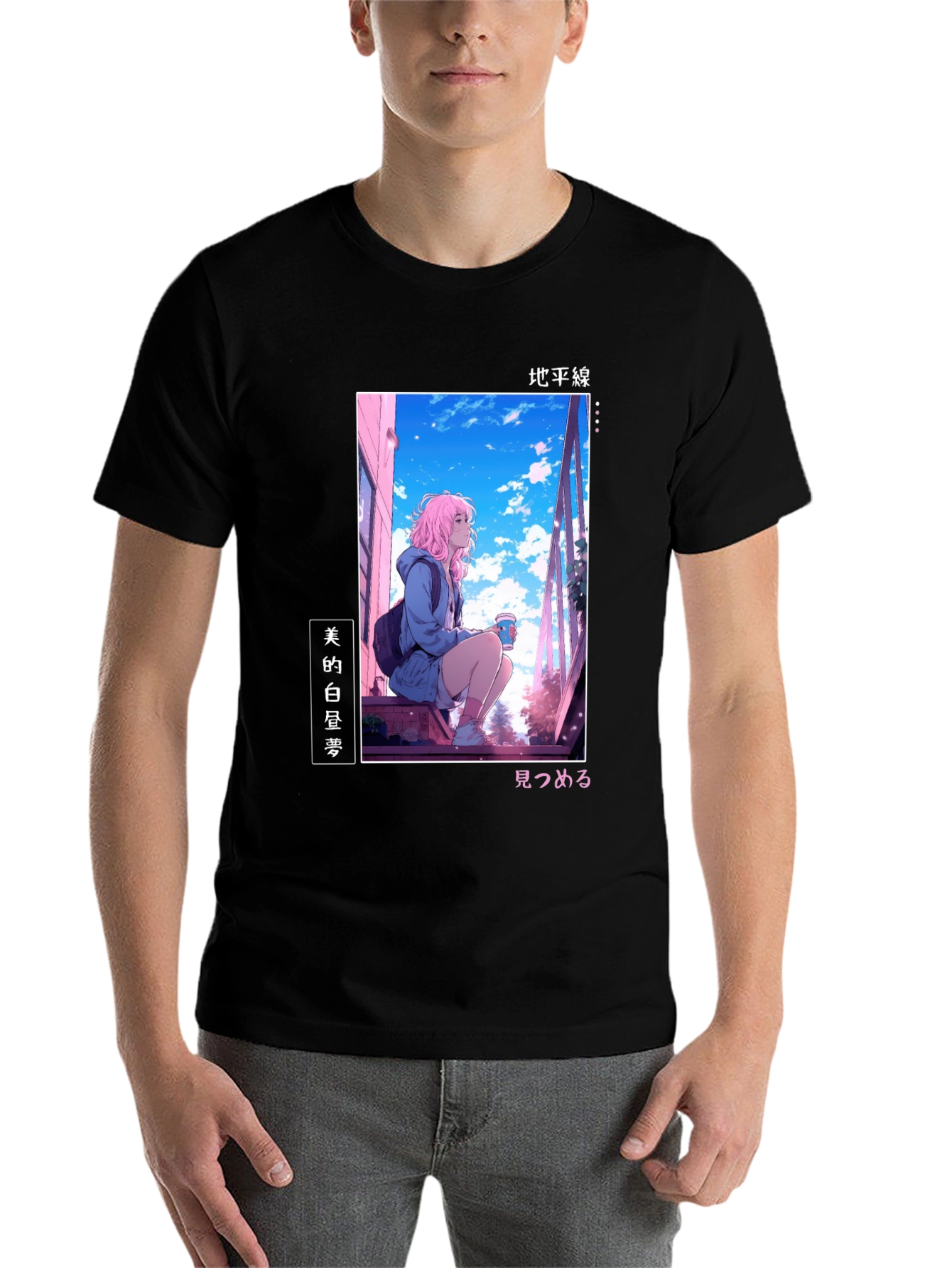 Black Anime Girl Black T-Shirt view 7