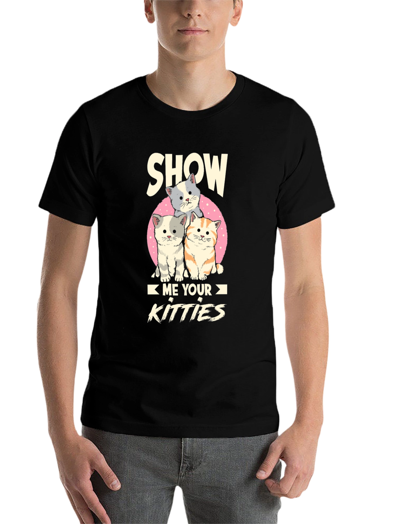 Black Show Me Your Kitties Cat Lover T-Shirt view 7