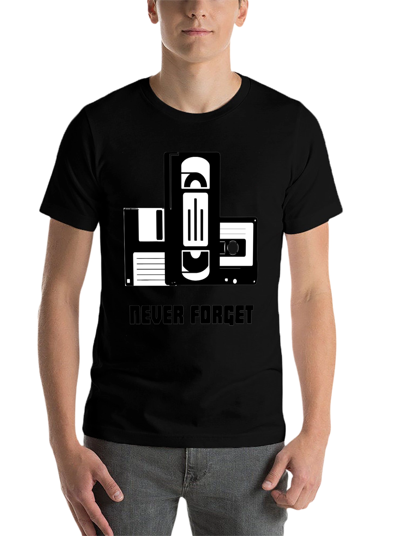 Black Retro Media T-Shirt: Never Forget view 7