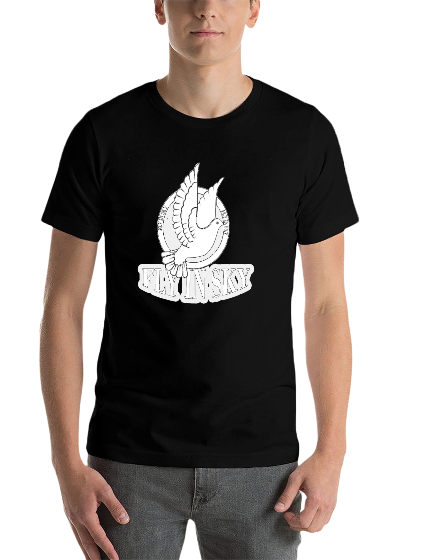 Black Fly In Sky Dove Graphic Black T-Shirt view 7