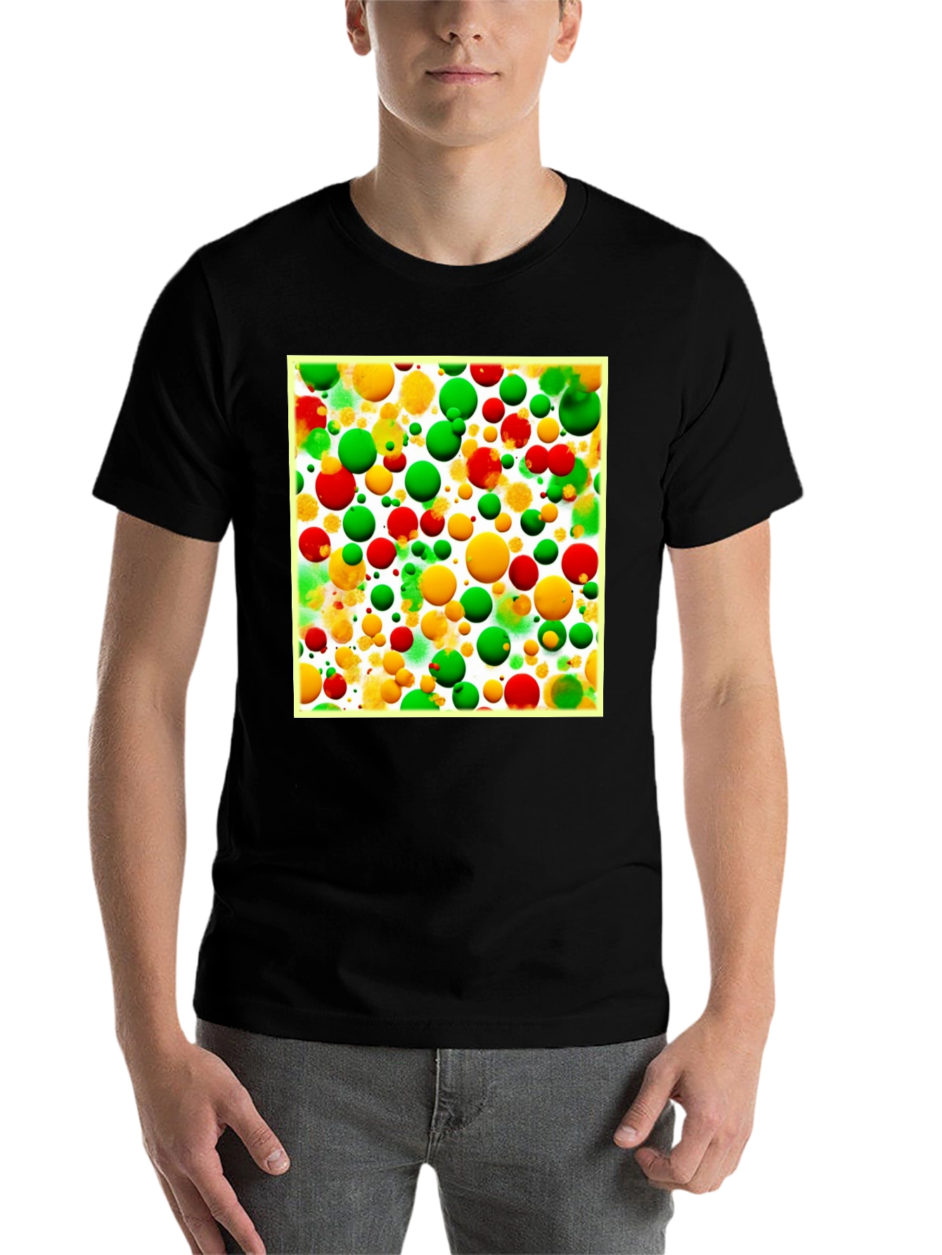Black Colorful Bubble Pattern T-Shirt view 7