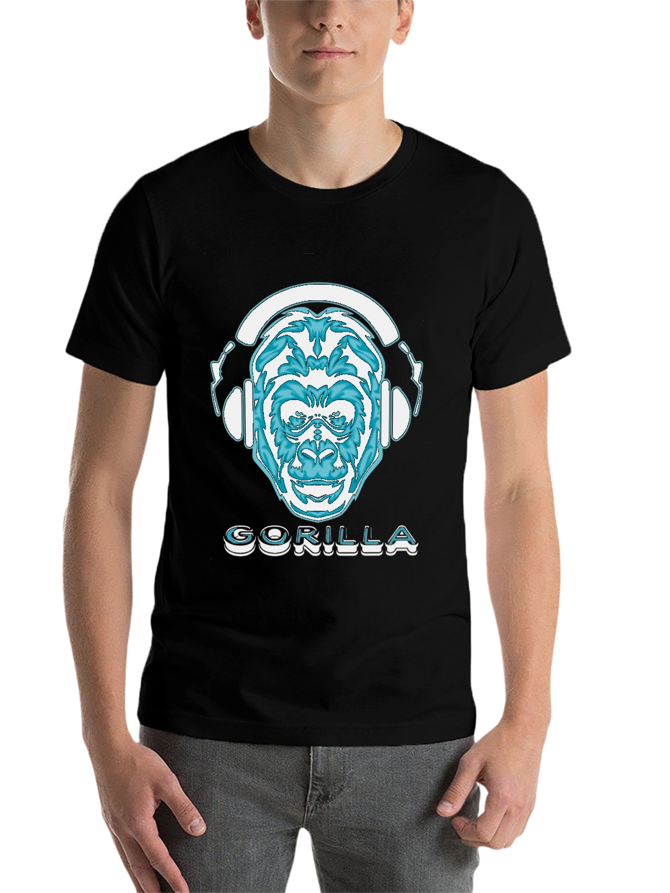 Black Gorilla DJ Graphic T-Shirt - Cool Animal Design view 7
