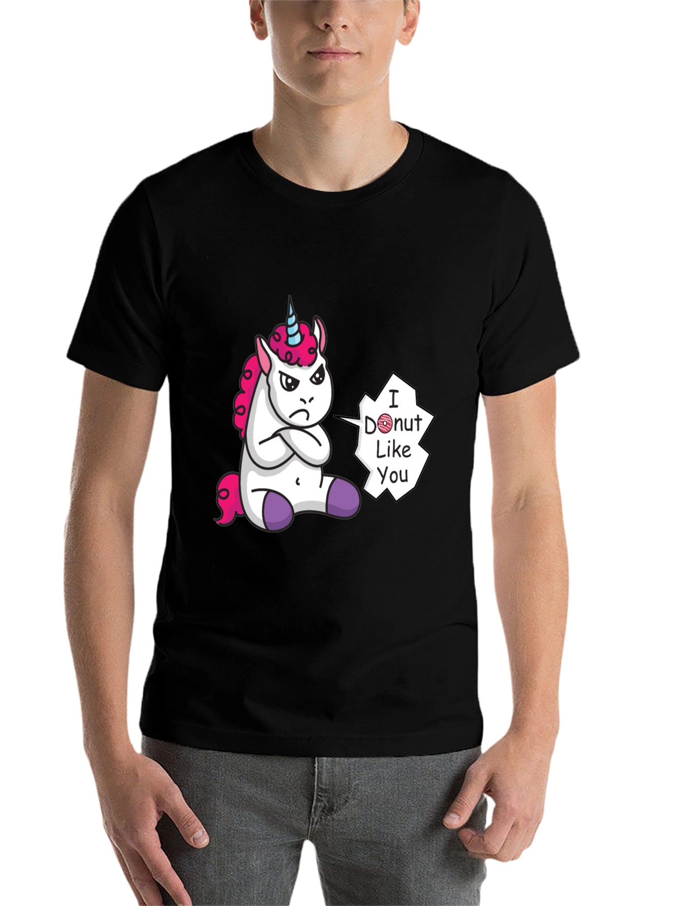 Black Funny Unicorn 'I Donut Like You' Graphic Tee view 7