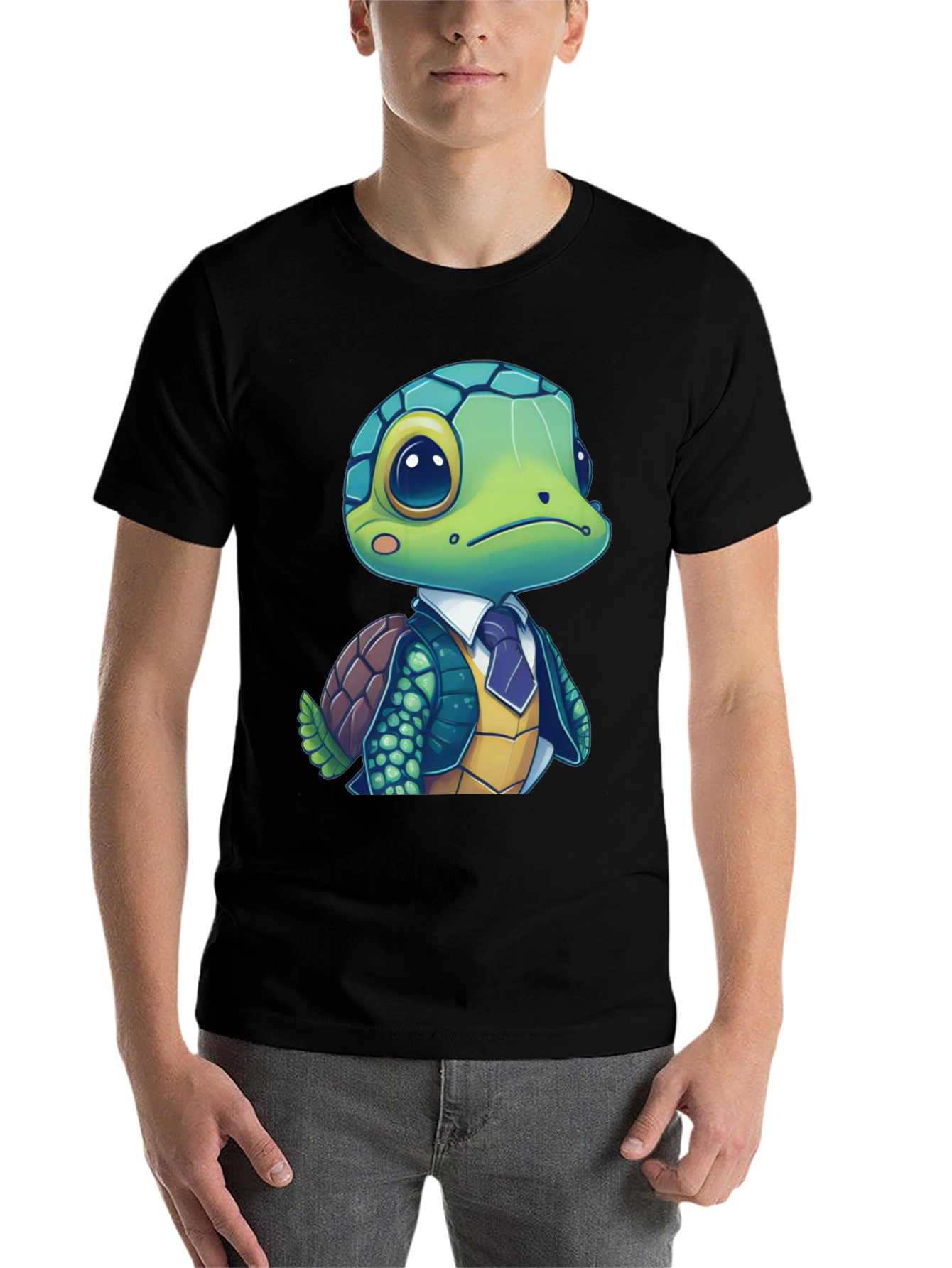 Black Turtle in Suit Graphic Tee - Premium Cotton Blend view 7