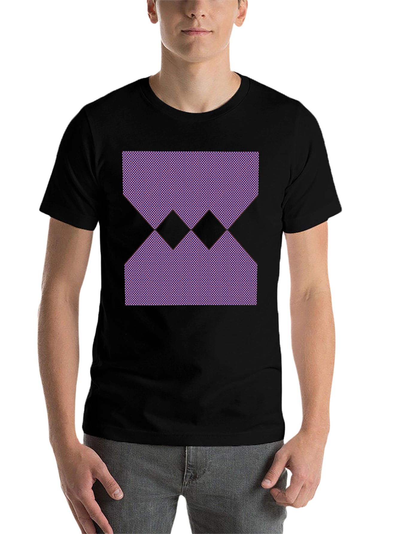 Black Geometric Pattern Black T-Shirt view 7