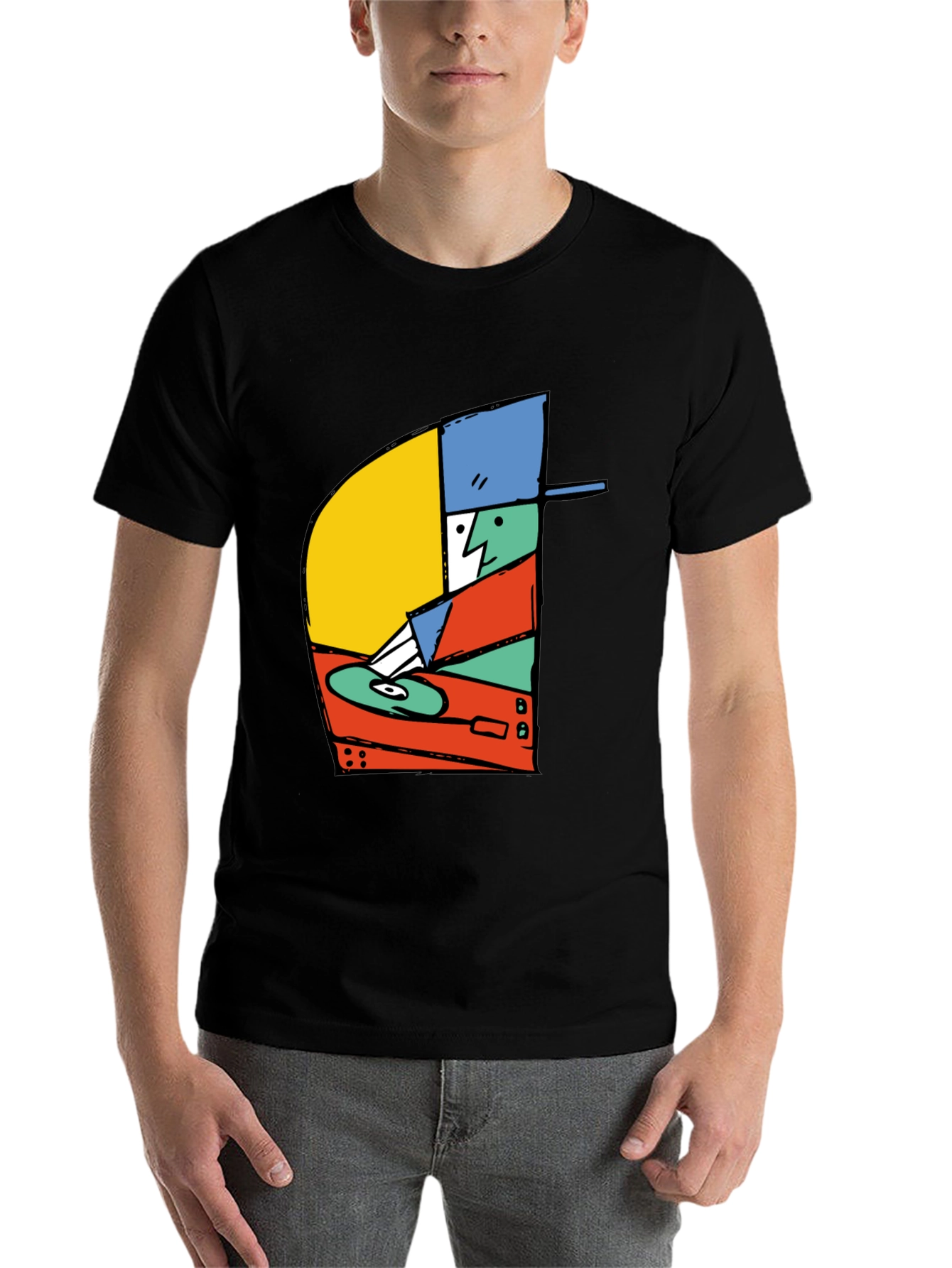 Black Retro DJ Graphic T-Shirt - Black view 7