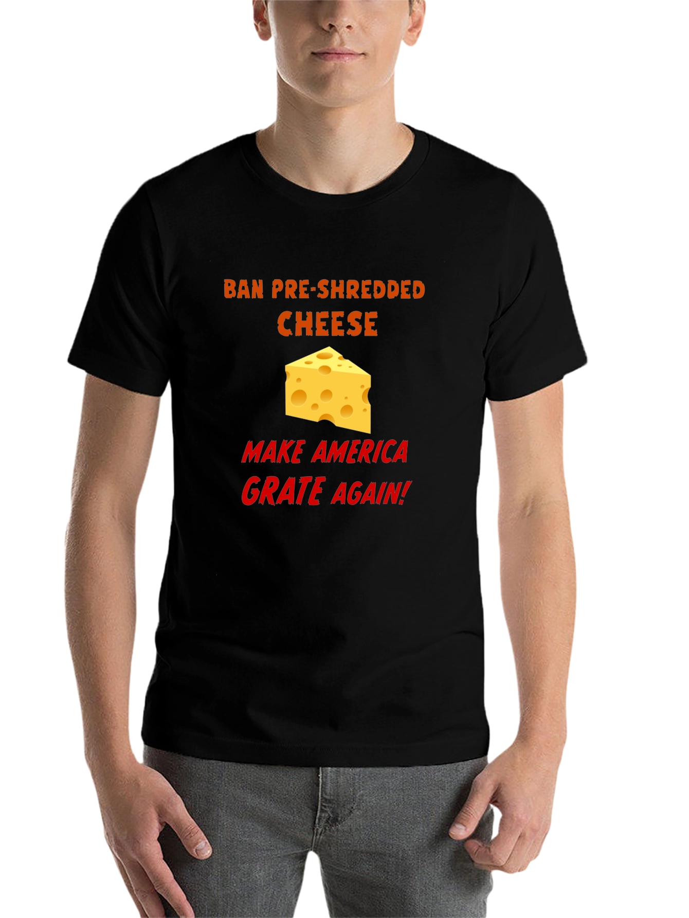 Black Ban Pre-Shredded Cheese T-Shirt - Make America Grate Again! view 7
