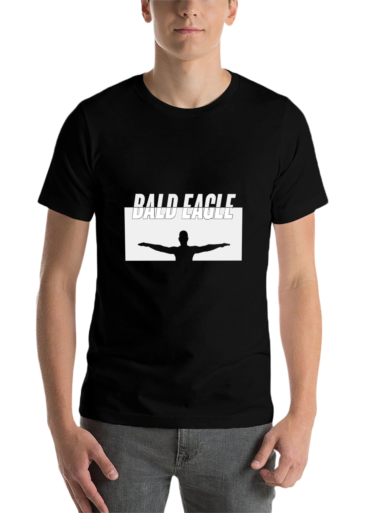 Black Bald Eagle Graphic T-Shirt - Classic Crew Neck view 7