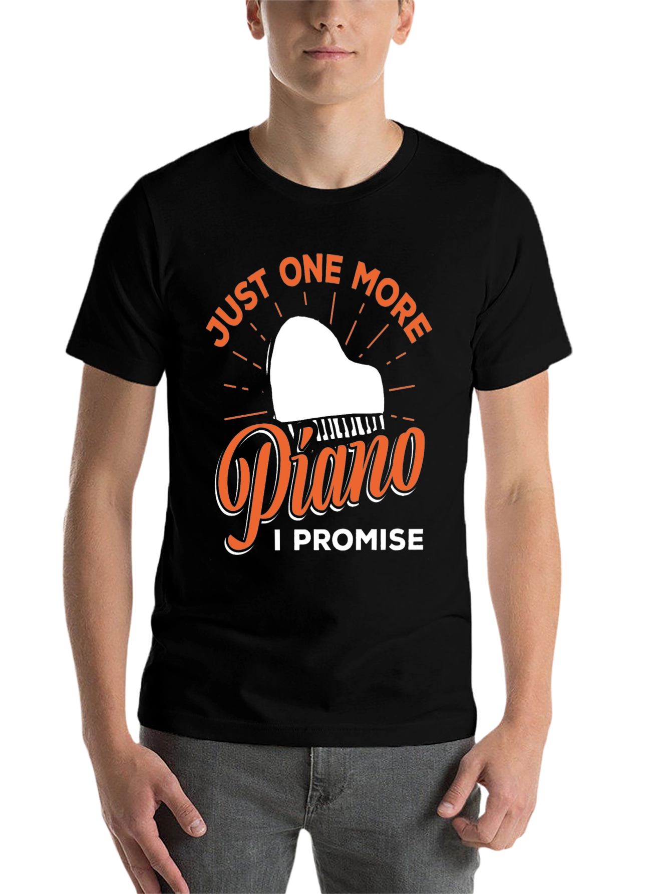 Black Just One More Piano T-Shirt - Musician Gift view 7