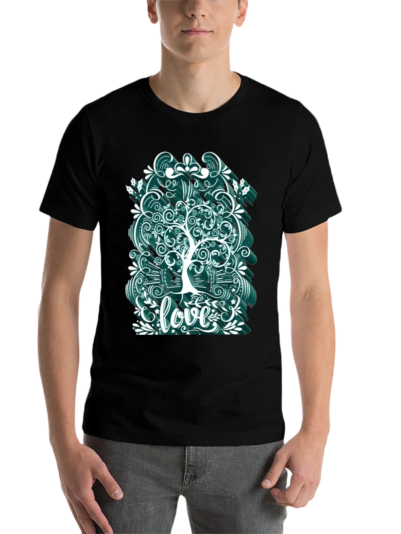 Black Love Tree Graphic Tee - Unique Artistic Design view 7