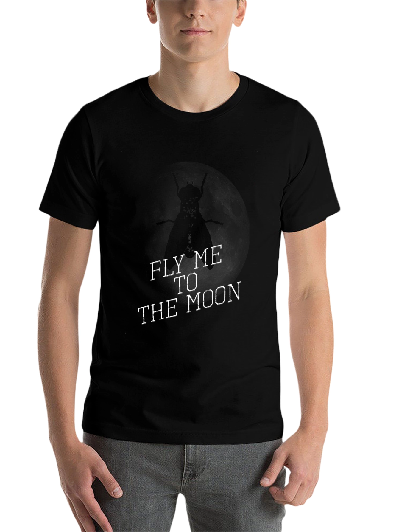 Black Fly Me to the Moon Black Graphic Tee view 7