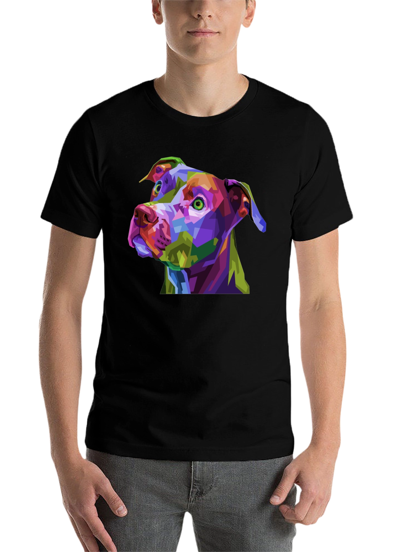 Black Abstract Dog Graphic Black T-Shirt view 7