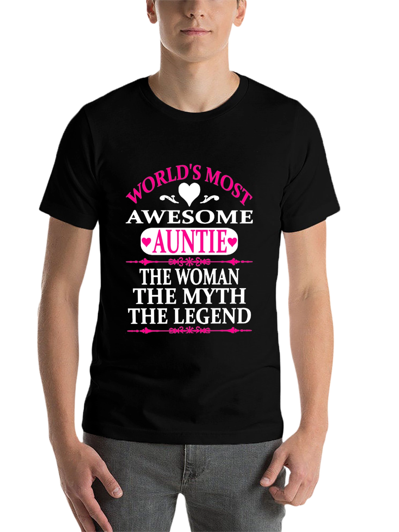 Black World's Most Awesome Auntie T-Shirt view 7