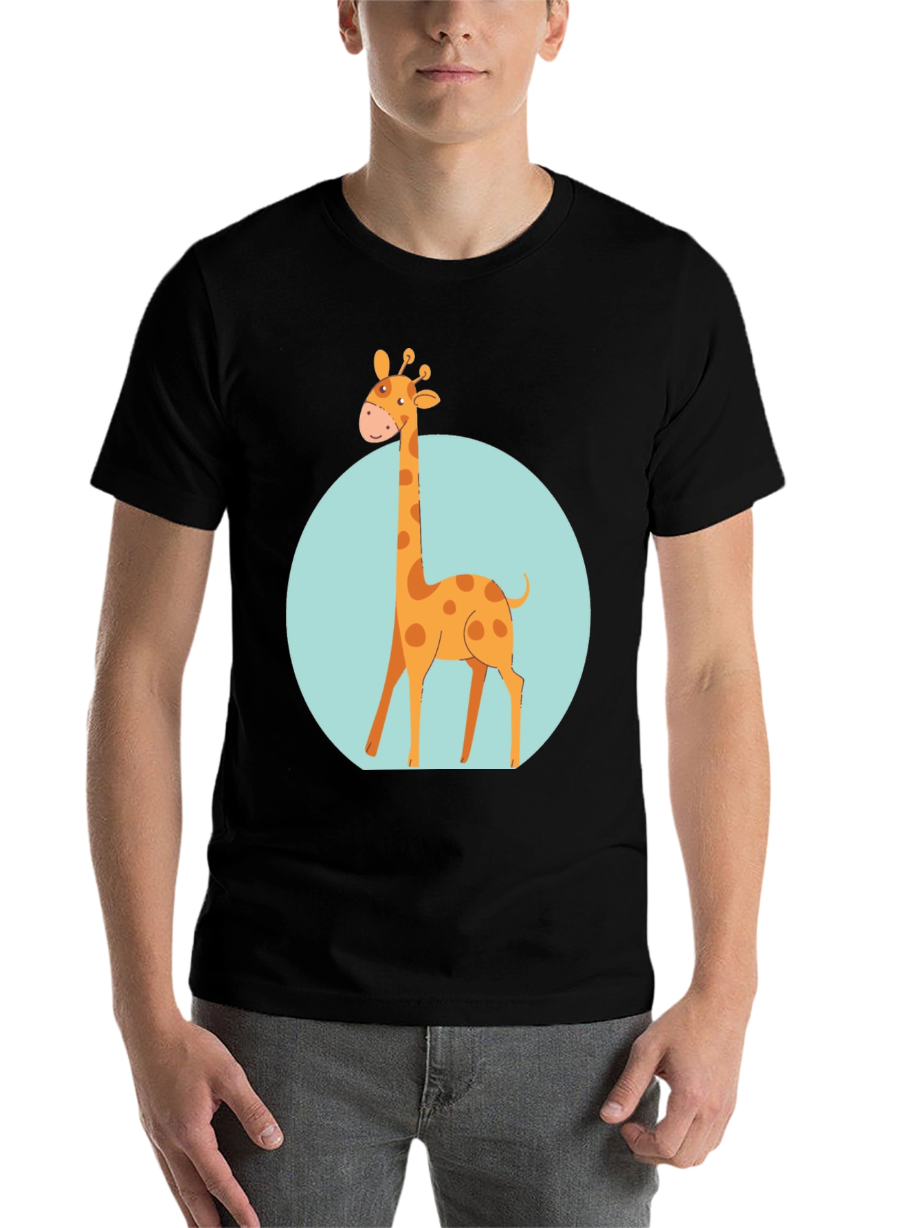 Black Giraffe Graphic Tee - Unisex Black T-Shirt view 7