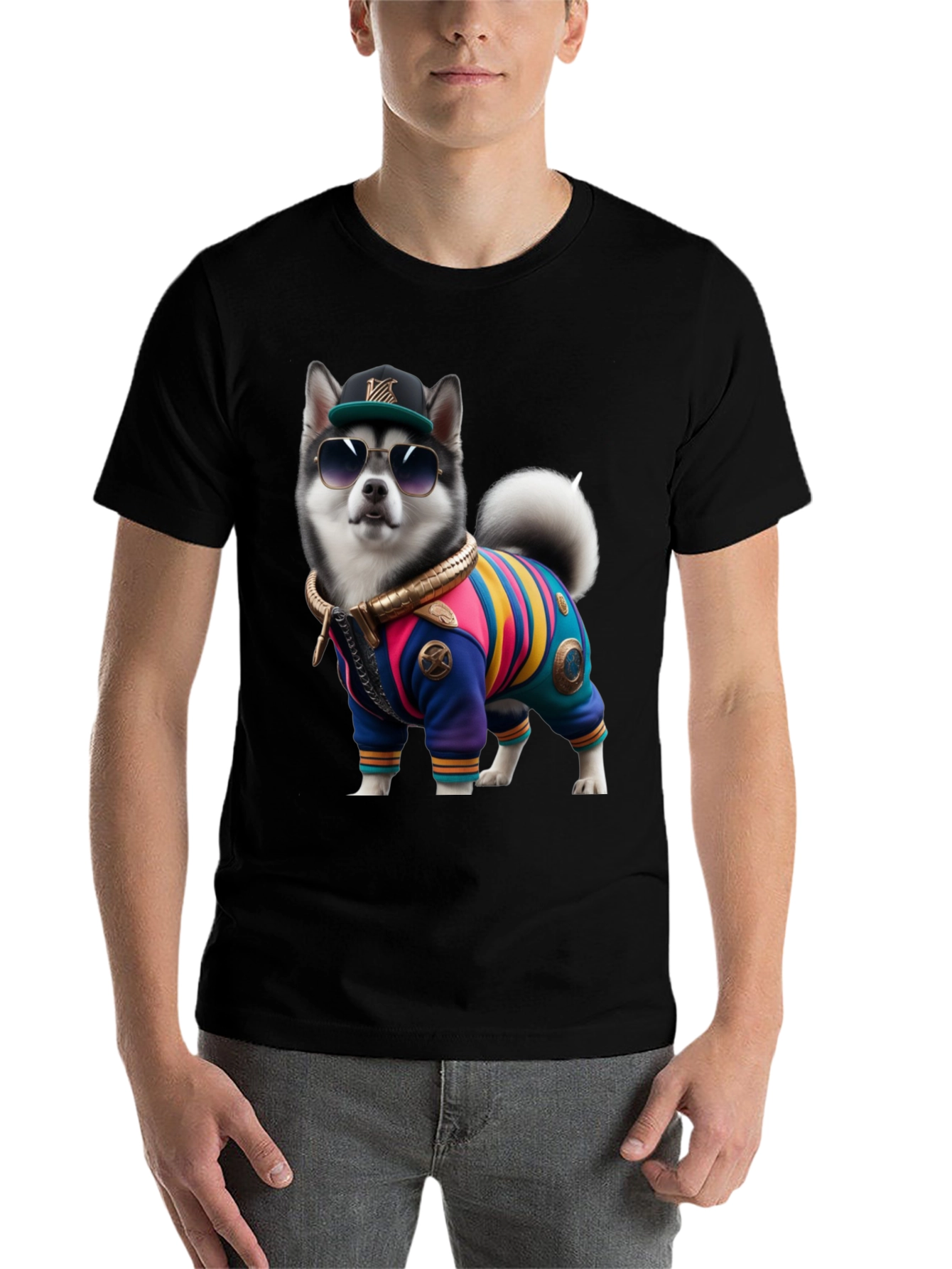 Black Dog in Outfit Graphic Tee view 7