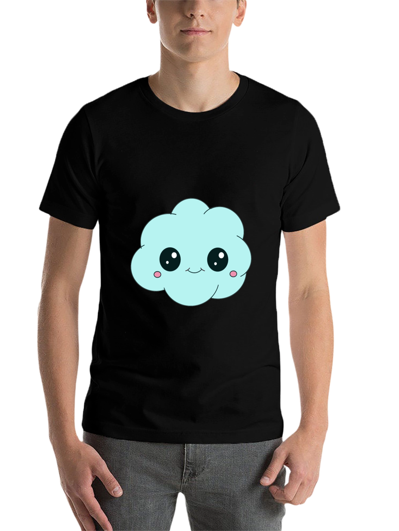 Black Cute Cloud Graphic Black T-Shirt - Unisex view 7