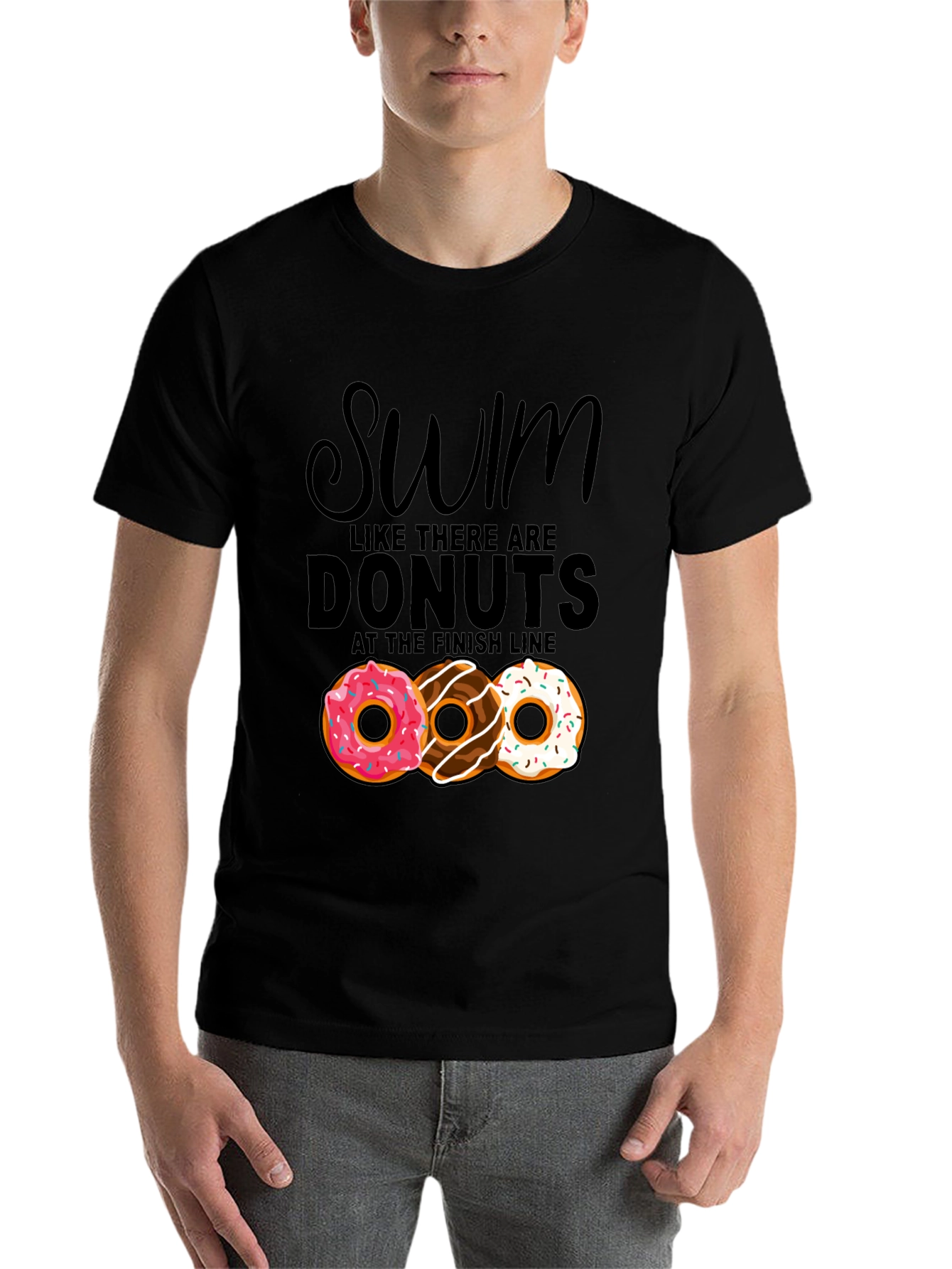 Black Swim for Donuts Graphic T-Shirt view 7