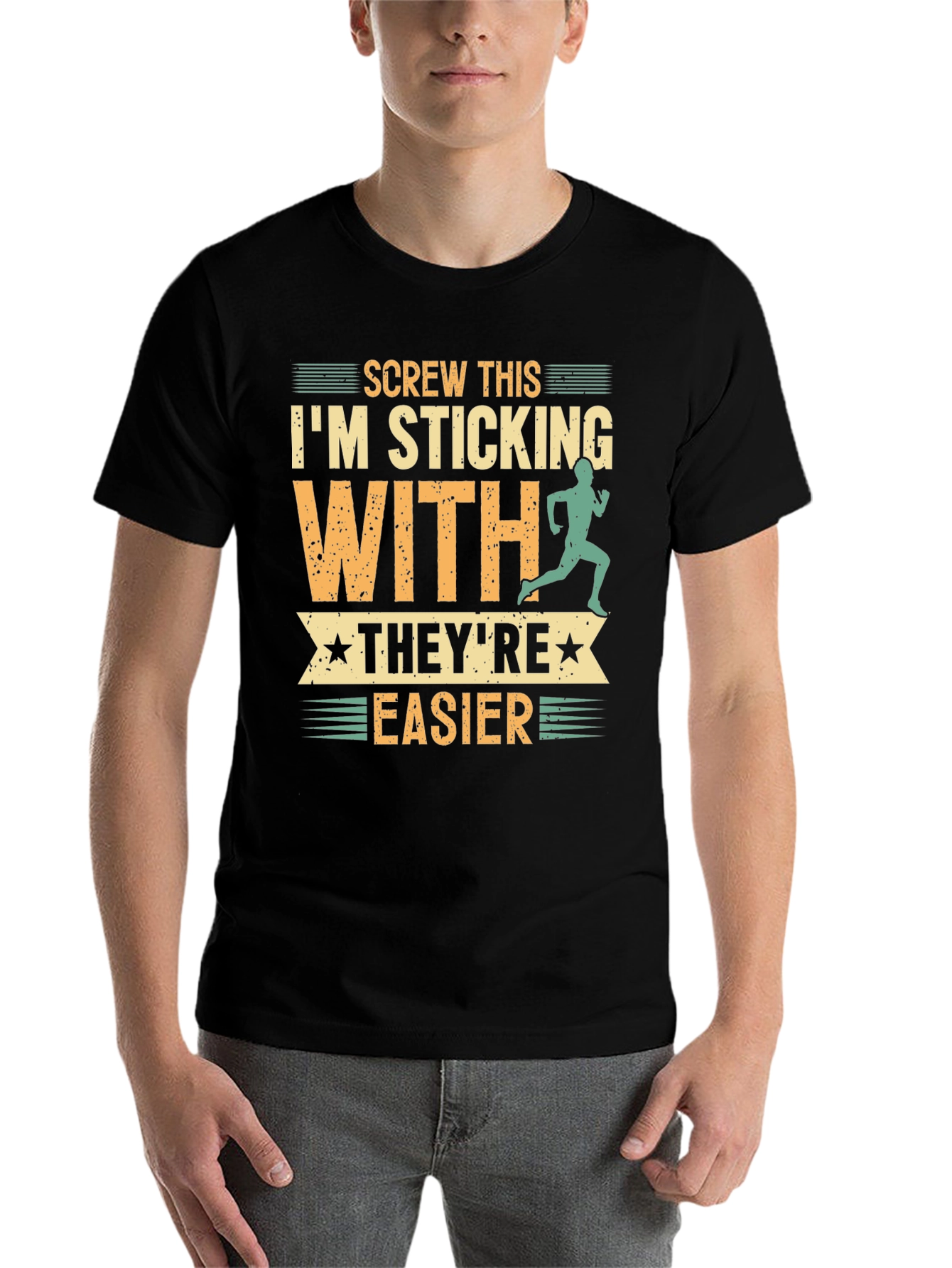 Black Funny Running T-Shirt: Screw This, They're Easier! view 7