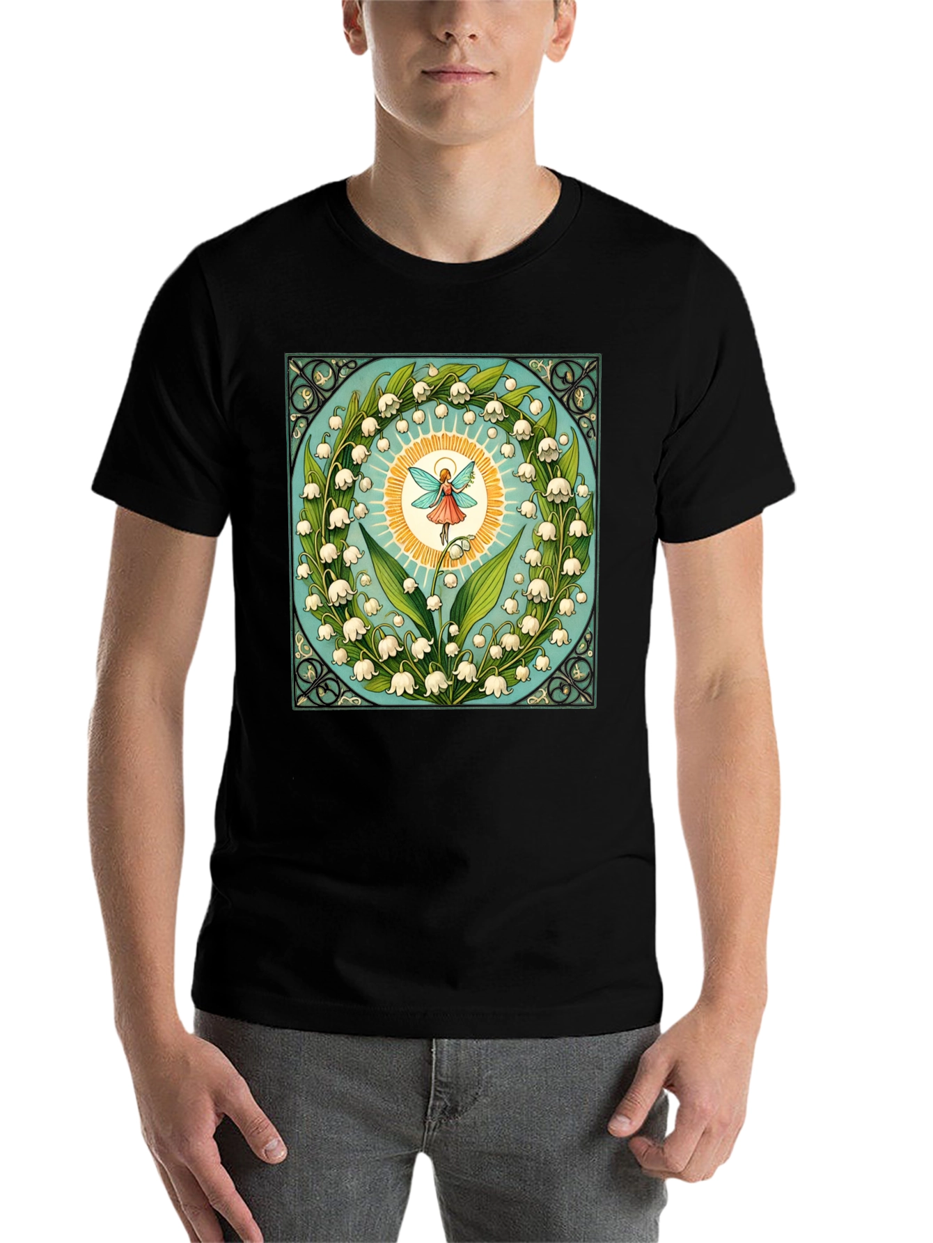 Black Lily of the Valley Fairy Graphic Tee view 7