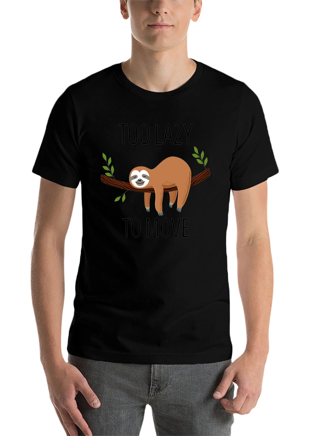 Black Lazy Sloth Graphic T-Shirt - Men's Black Tee view 7