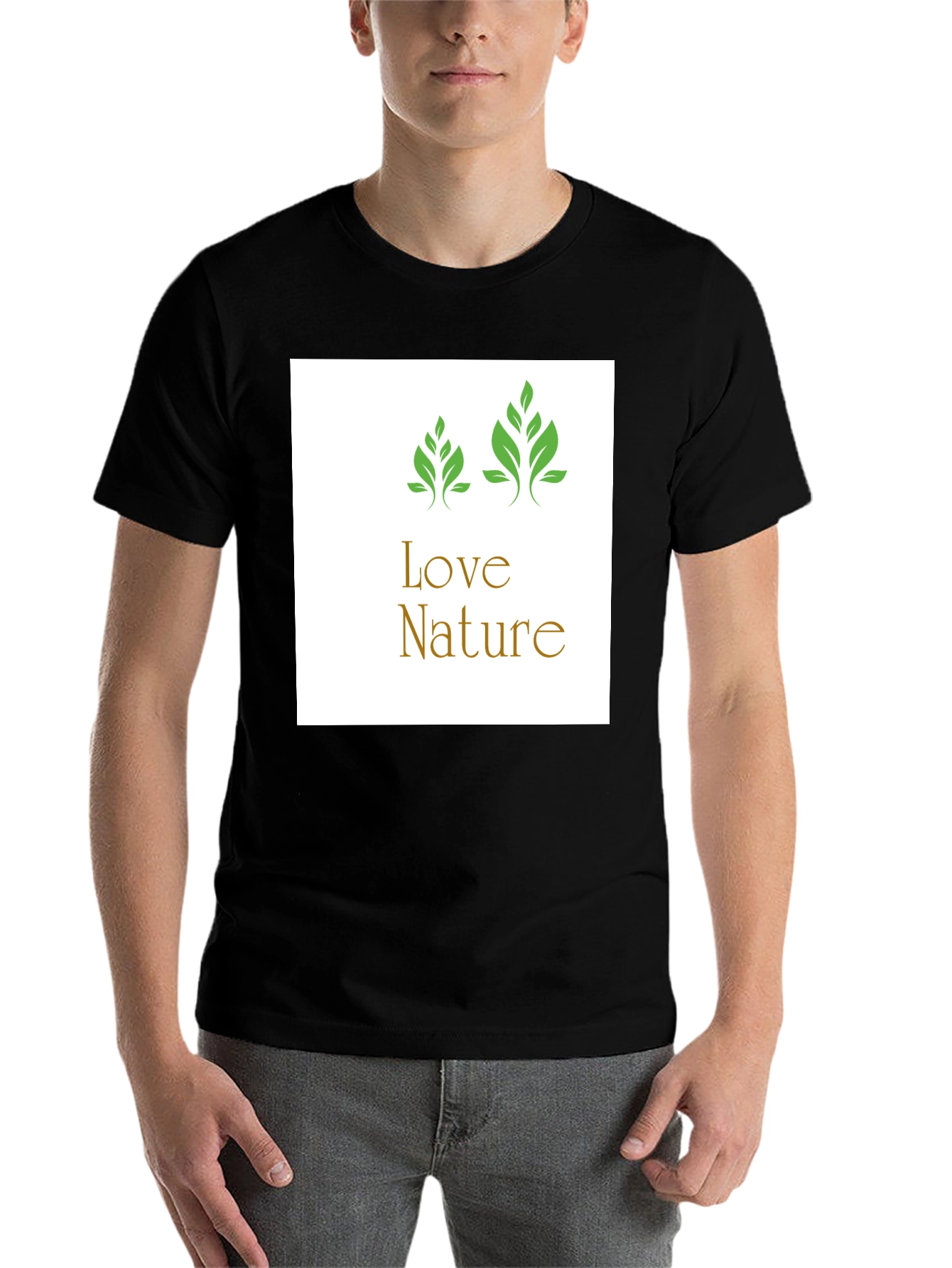 Black Love Nature Graphic Tee - Black Cotton T-Shirt view 7