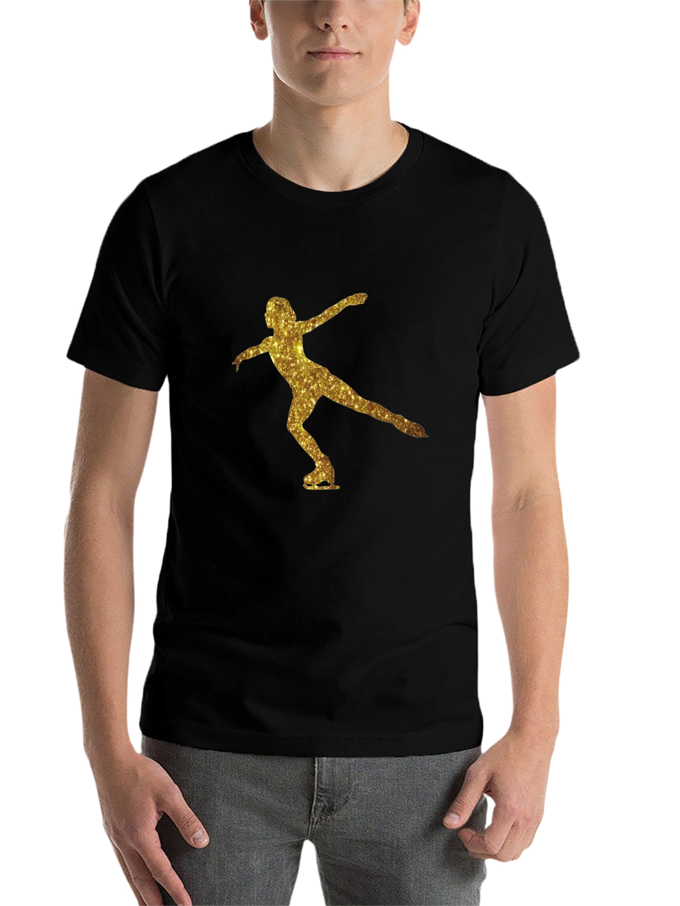 Black Gold Glitter Ice Skater T-Shirt - Black view 7
