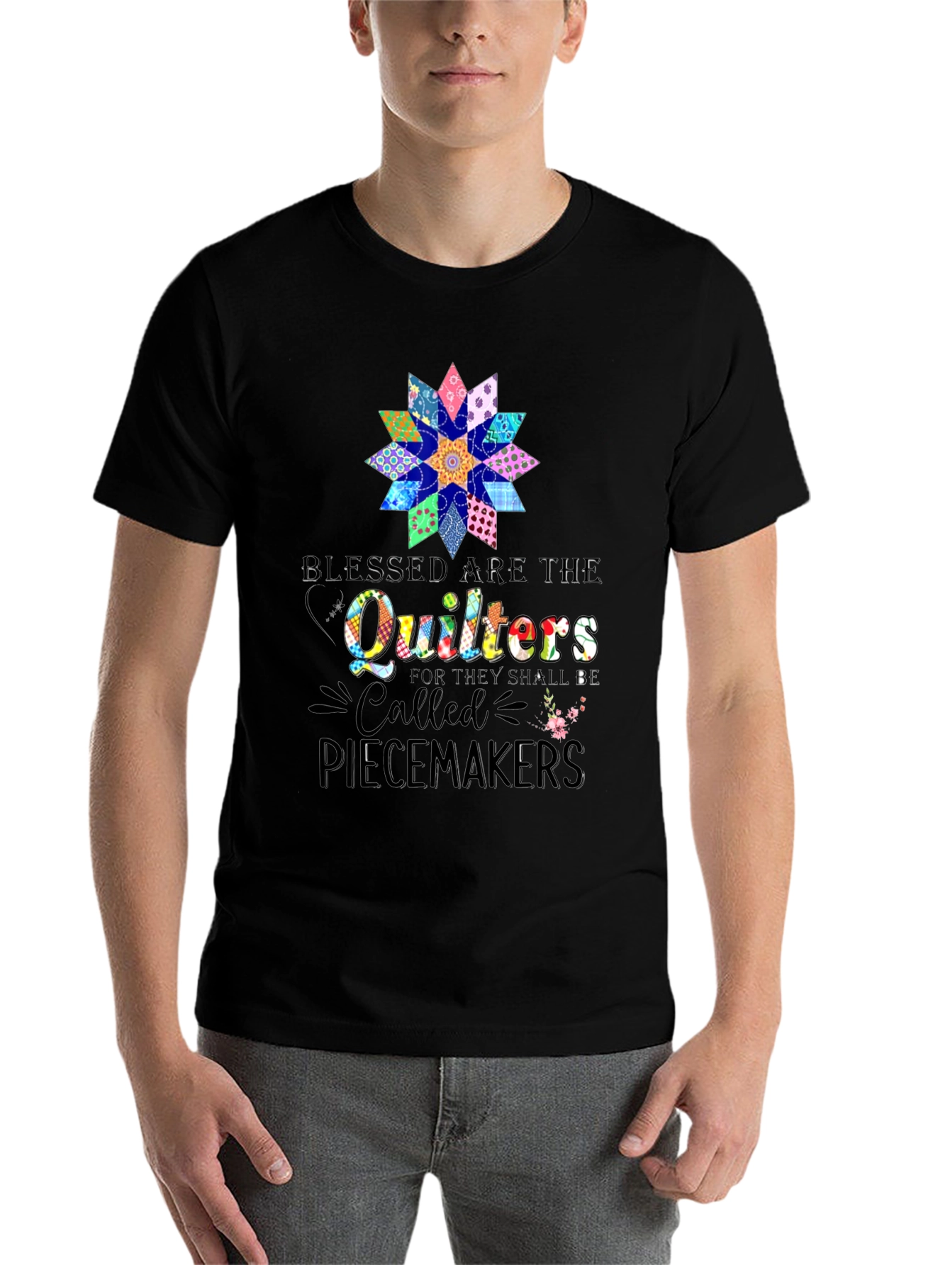 Black Quilters Piecemakers Black Graphic T-Shirt view 7