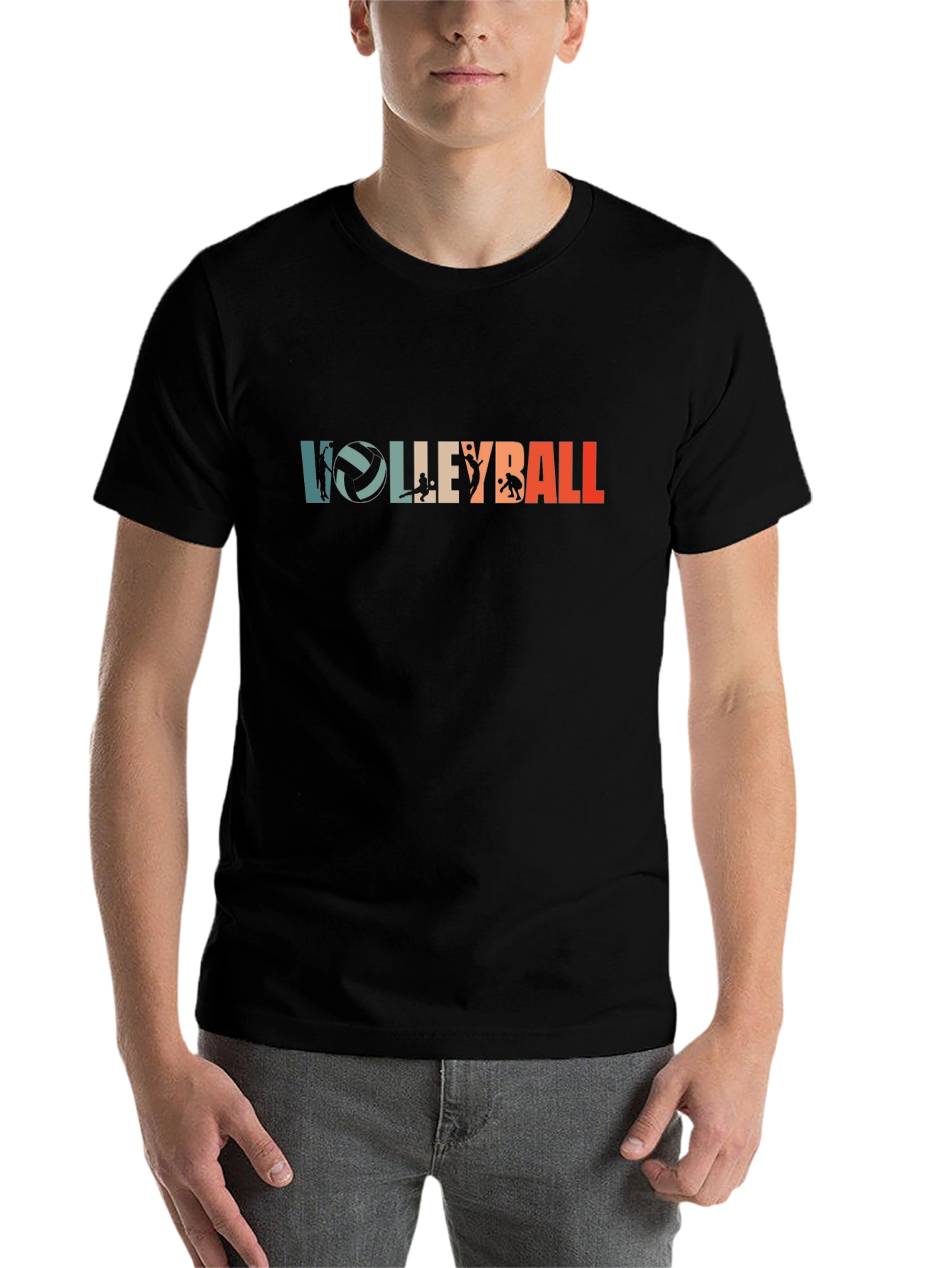 Black Volleyball Graphic Tee - Retro Style Black T-Shirt view 7