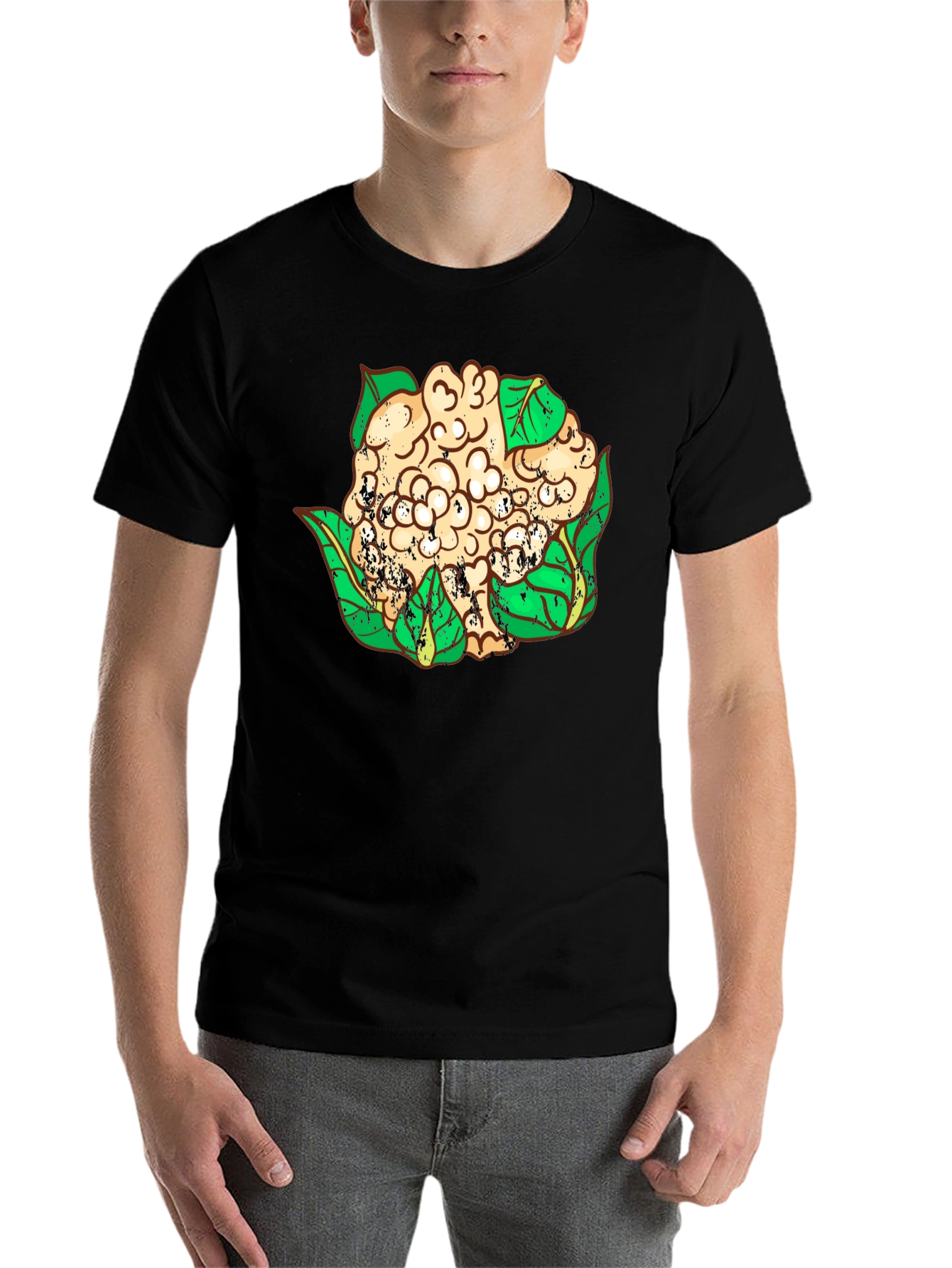 Black Cauliflower Graphic T-Shirt - Unique Vegan Style view 7