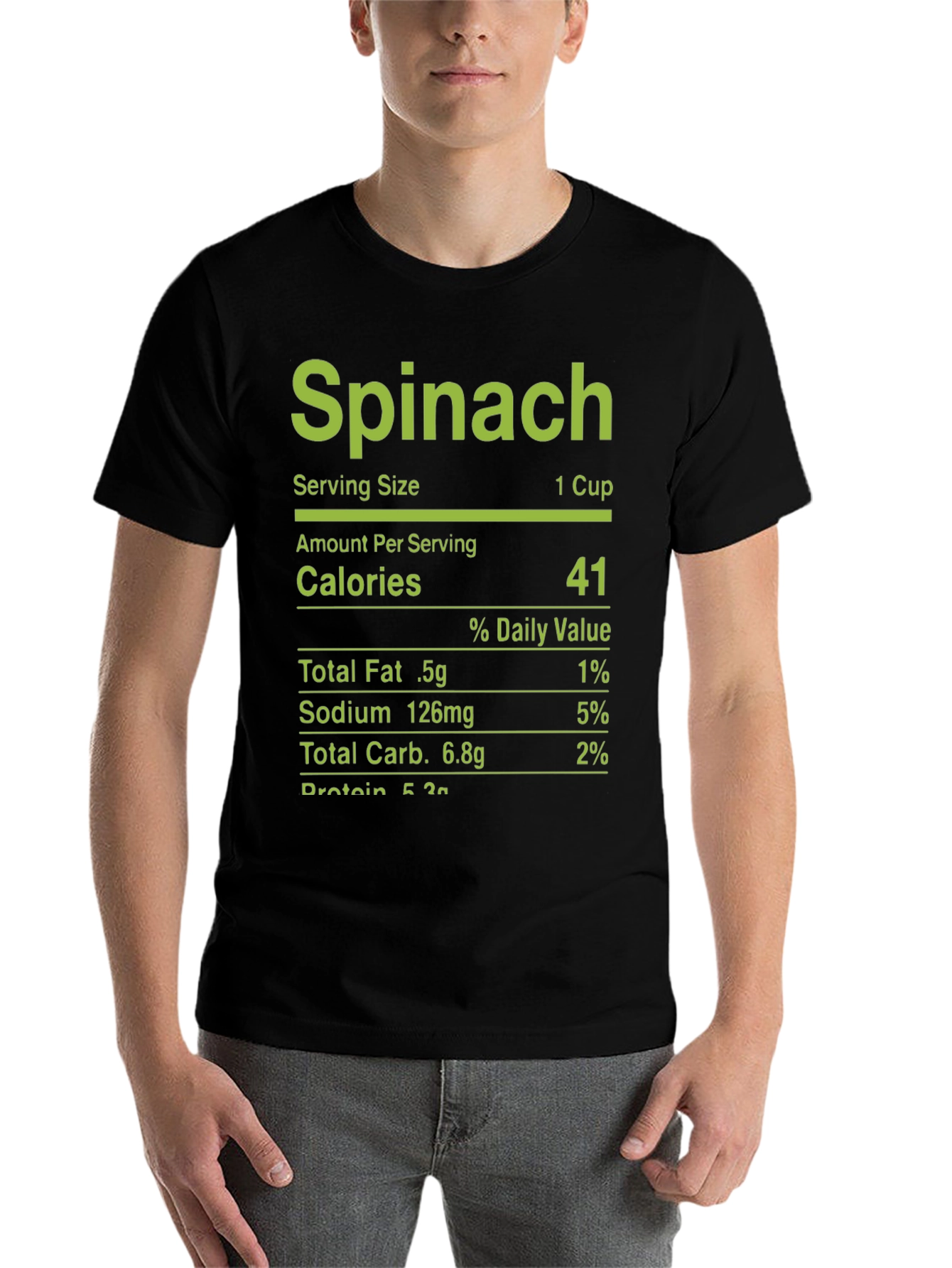 Black Spinach Nutrition Facts T-Shirt - Novelty Tee view 7