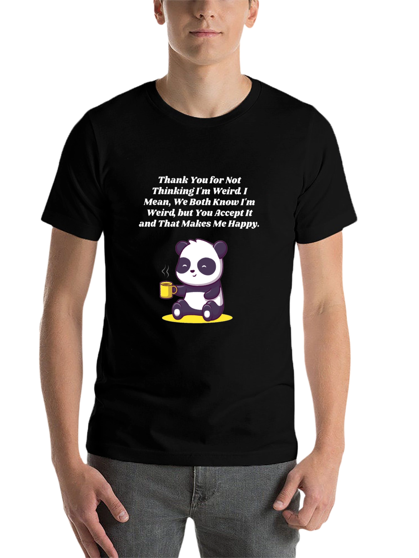 Black Panda Weird T-Shirt - Funny Graphic Tee view 7