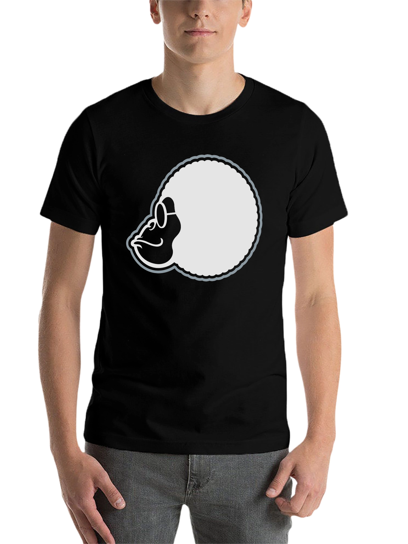 Black Retro Gorilla Tee - Black Cotton T-Shirt view 7