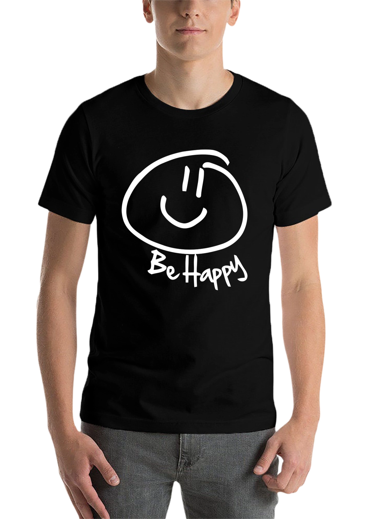 Black Be Happy Graphic T-Shirt - Black view 7