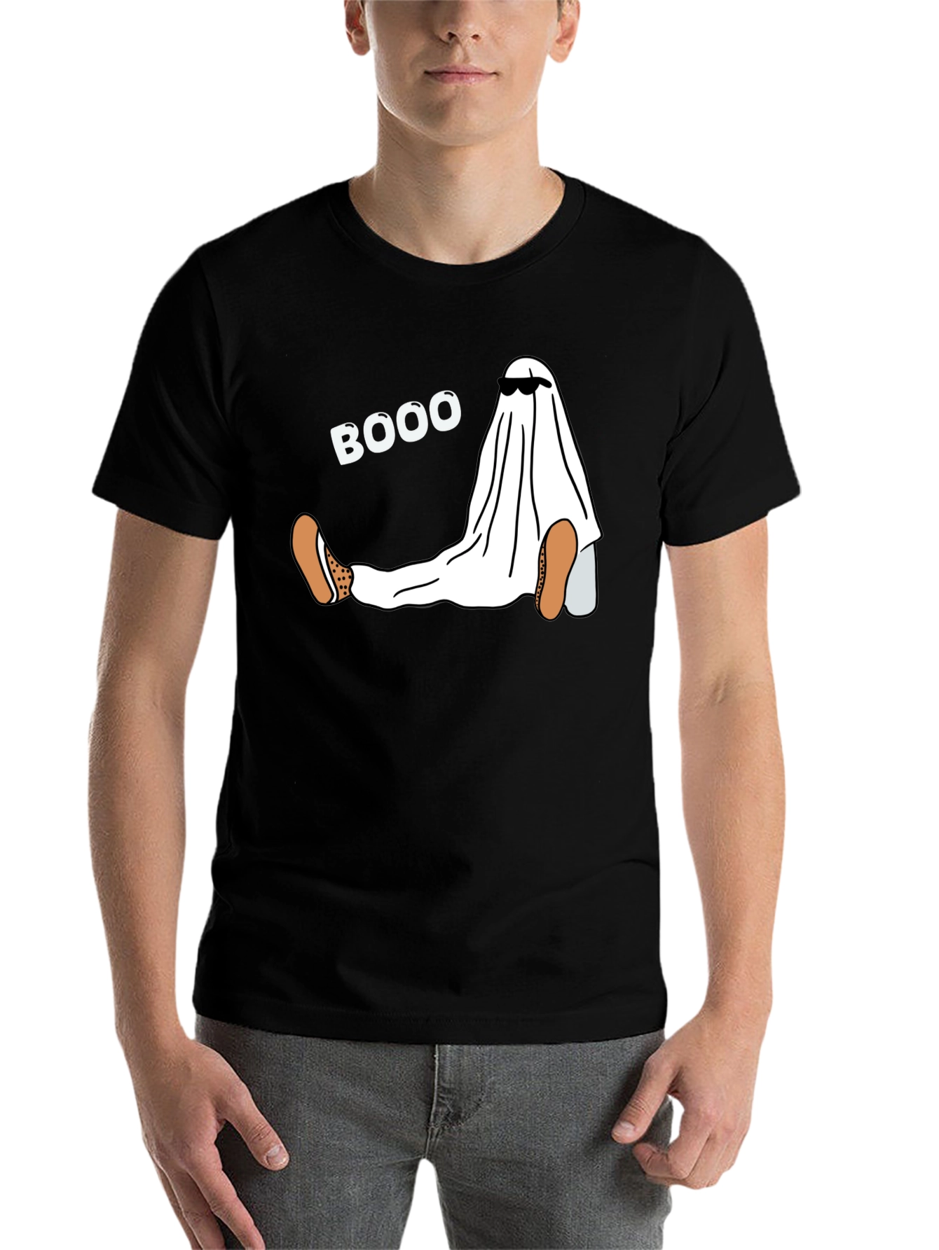 Black Funny Halloween Ghost Boo T-Shirt view 7