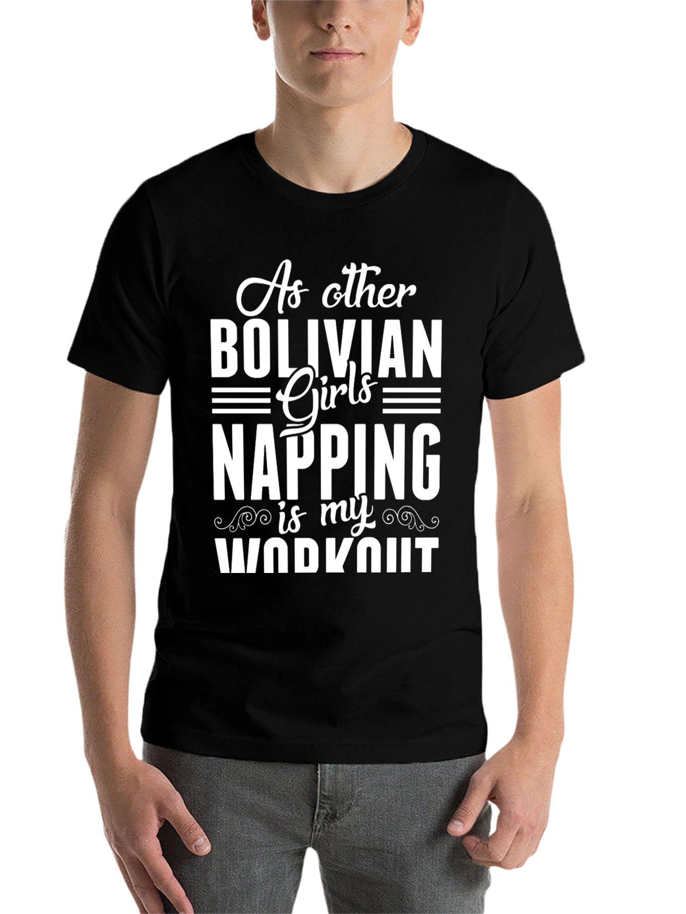 Black Bolivian Girls Napping Workout Graphic Tee view 7