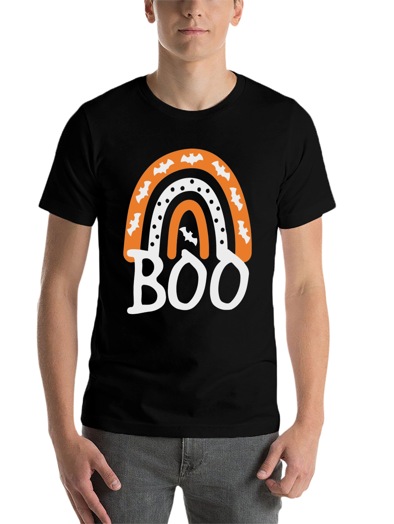 Black Halloween Boo Rainbow T-Shirt view 7