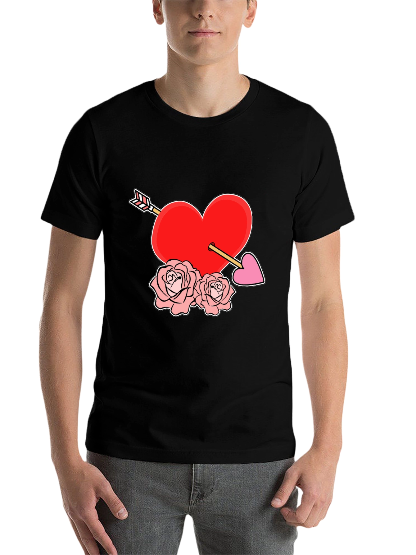 Black Heart Arrow Roses Graphic Tee view 7