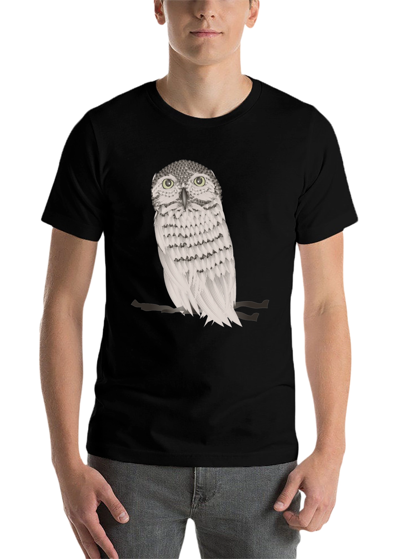 Black Owl Graphic Print Crew Neck T-Shirt view 7