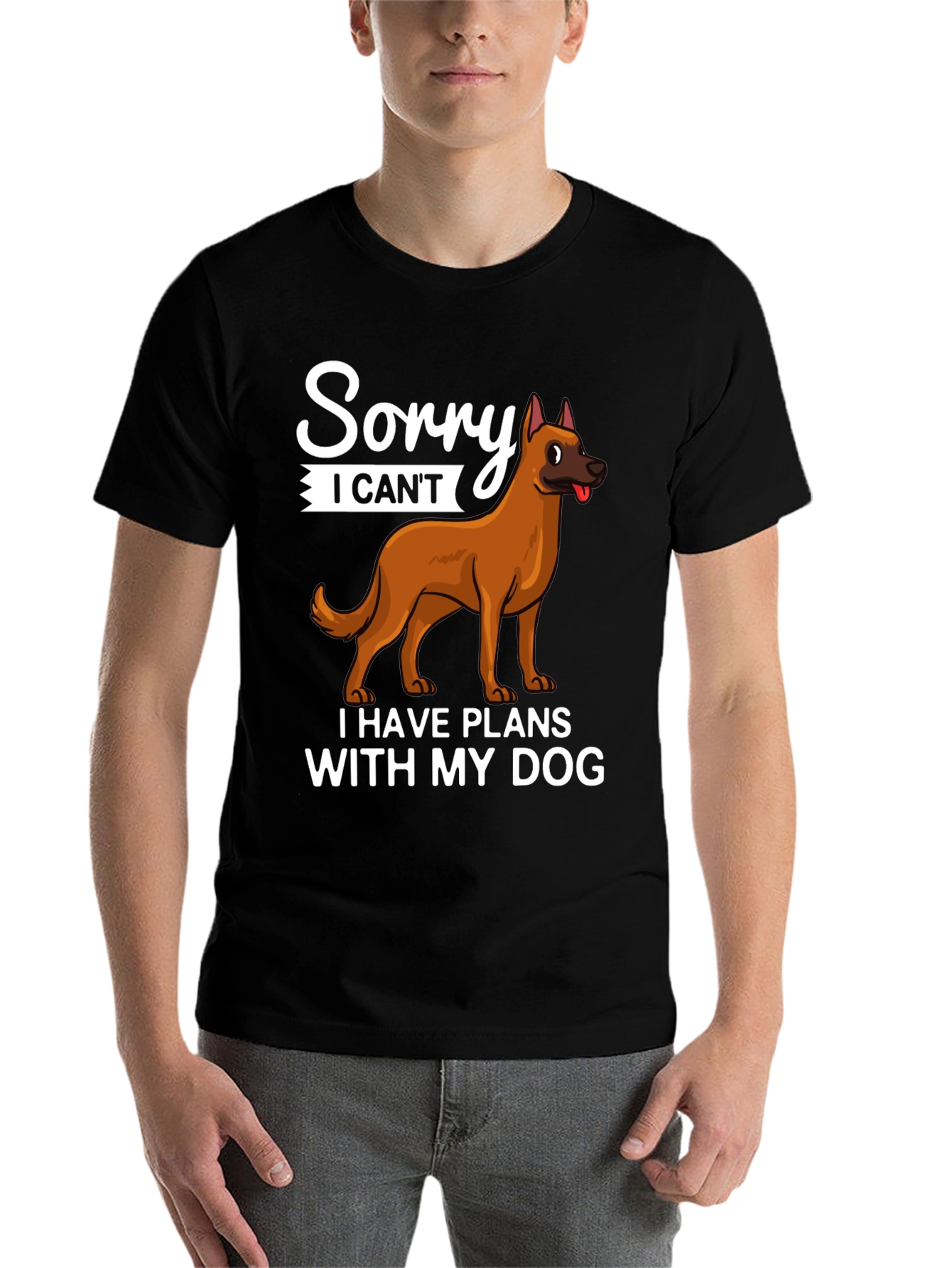 Black Sorry I Can't Dog T-Shirt view 7