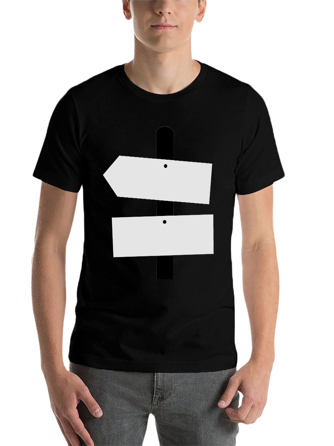 Black Directional Sign T-Shirt - Novelty Graphic Tee view 7