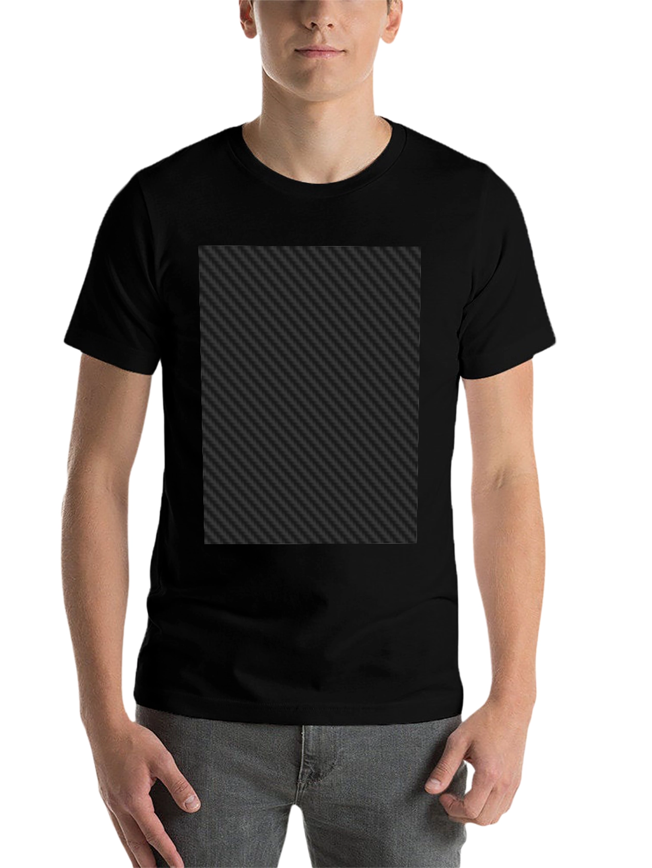 Black Black Carbon Fiber Patterned Tee Shirt view 7