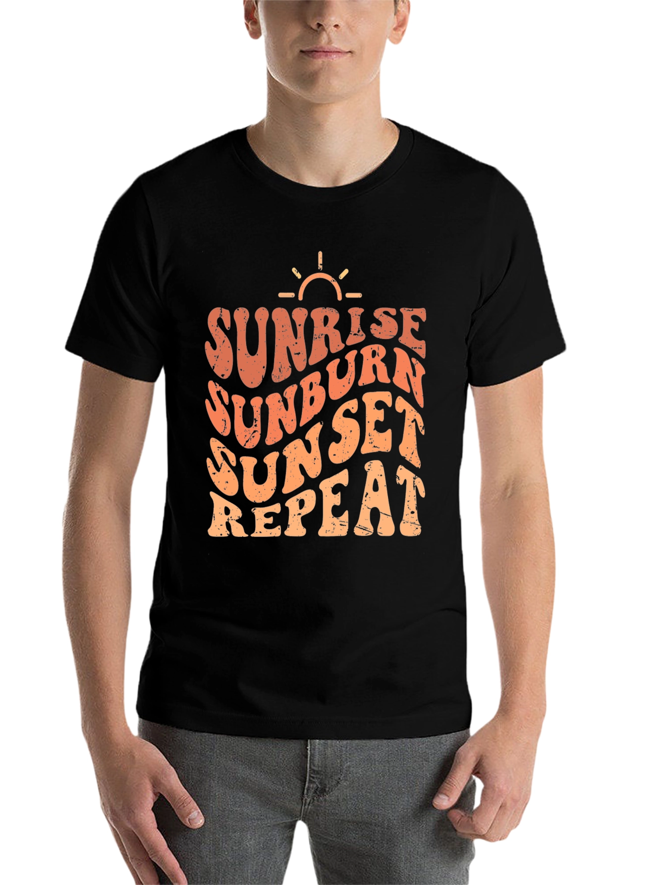 Black Sunrise Sunburn Sunset Repeat T-Shirt view 7