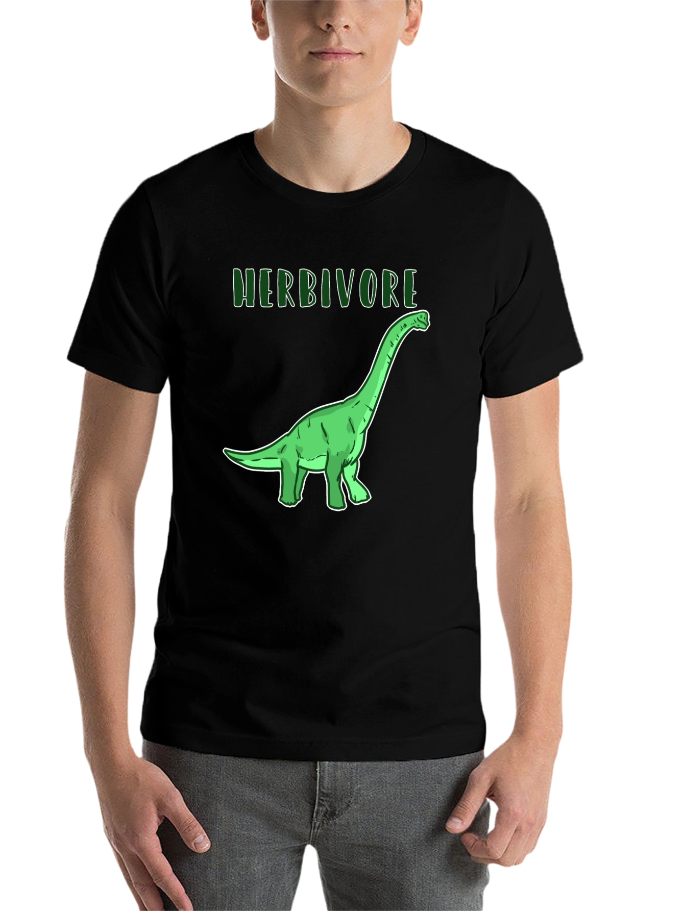 Black Herbivore Dinosaur Graphic T-Shirt - Black Cotton Tee view 7