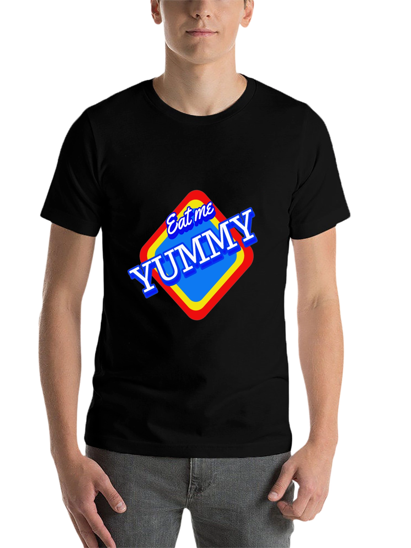 Black Eat Me Yummy Graphic Tee - Black Unisex T-Shirt view 7