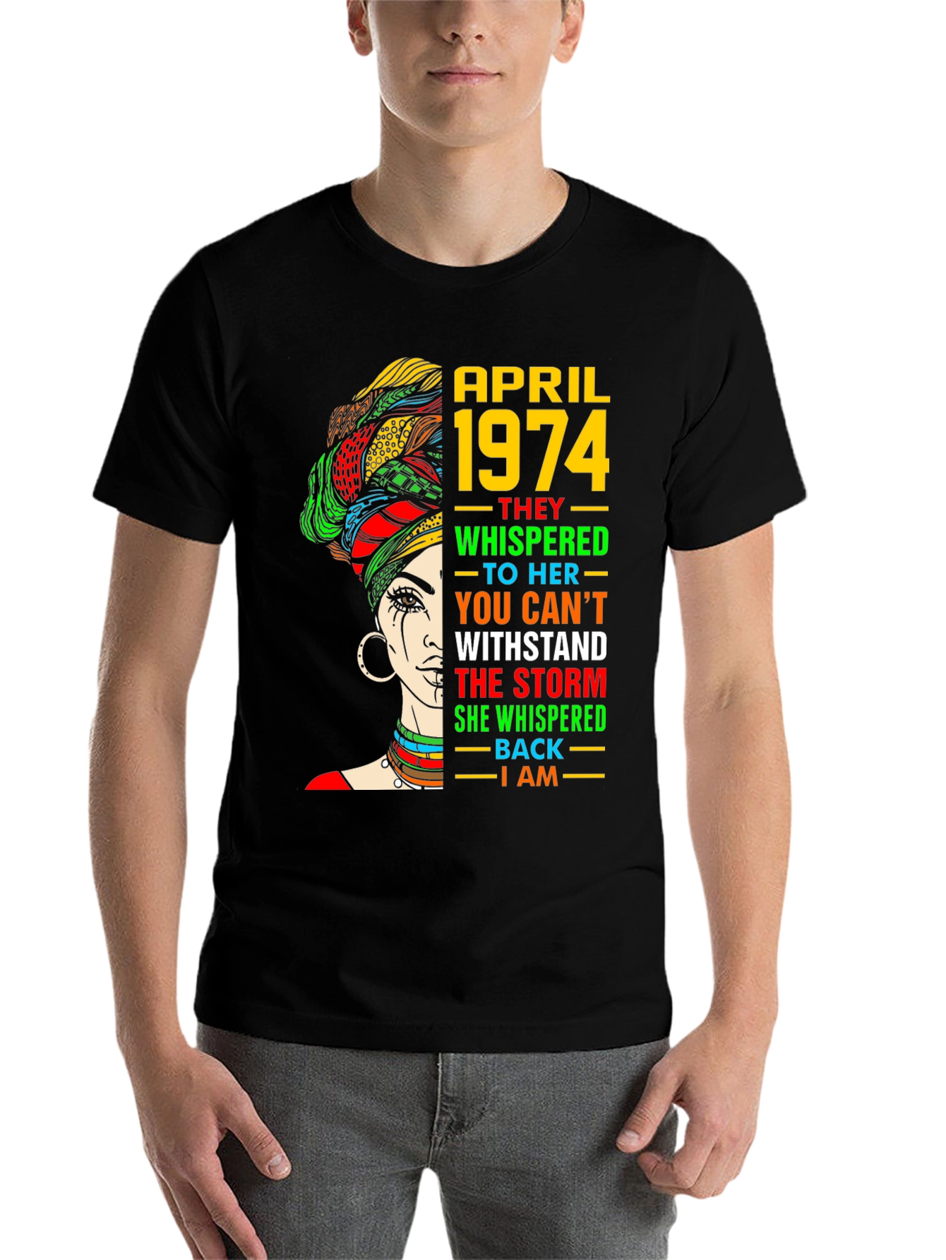 Black April 1974 Woman Empowerment T-Shirt view 7