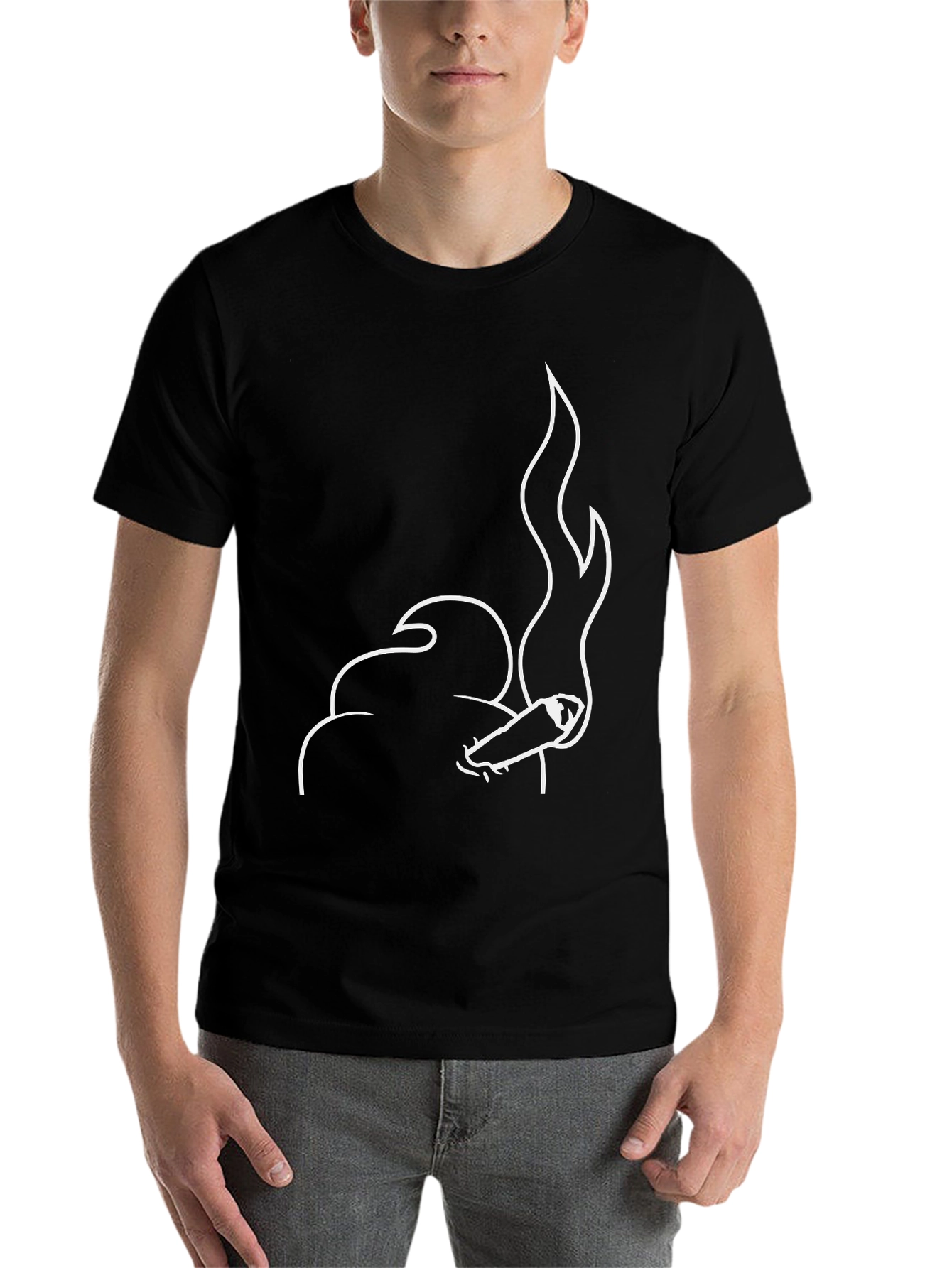 Black Cool Smoker T-Shirt - Black Cotton Blend Tee view 7