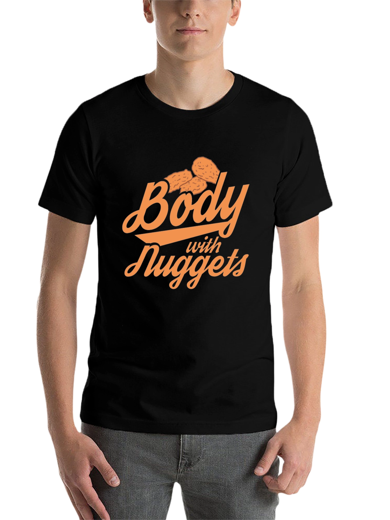 Black Body with Nuggets Funny Graphic T-Shirt view 7