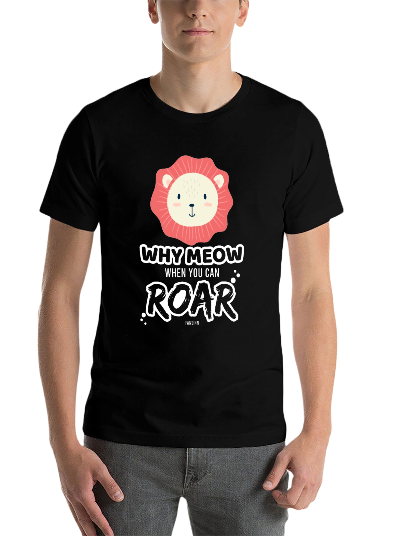 Black Why Meow When You Can Roar T-Shirt view 7