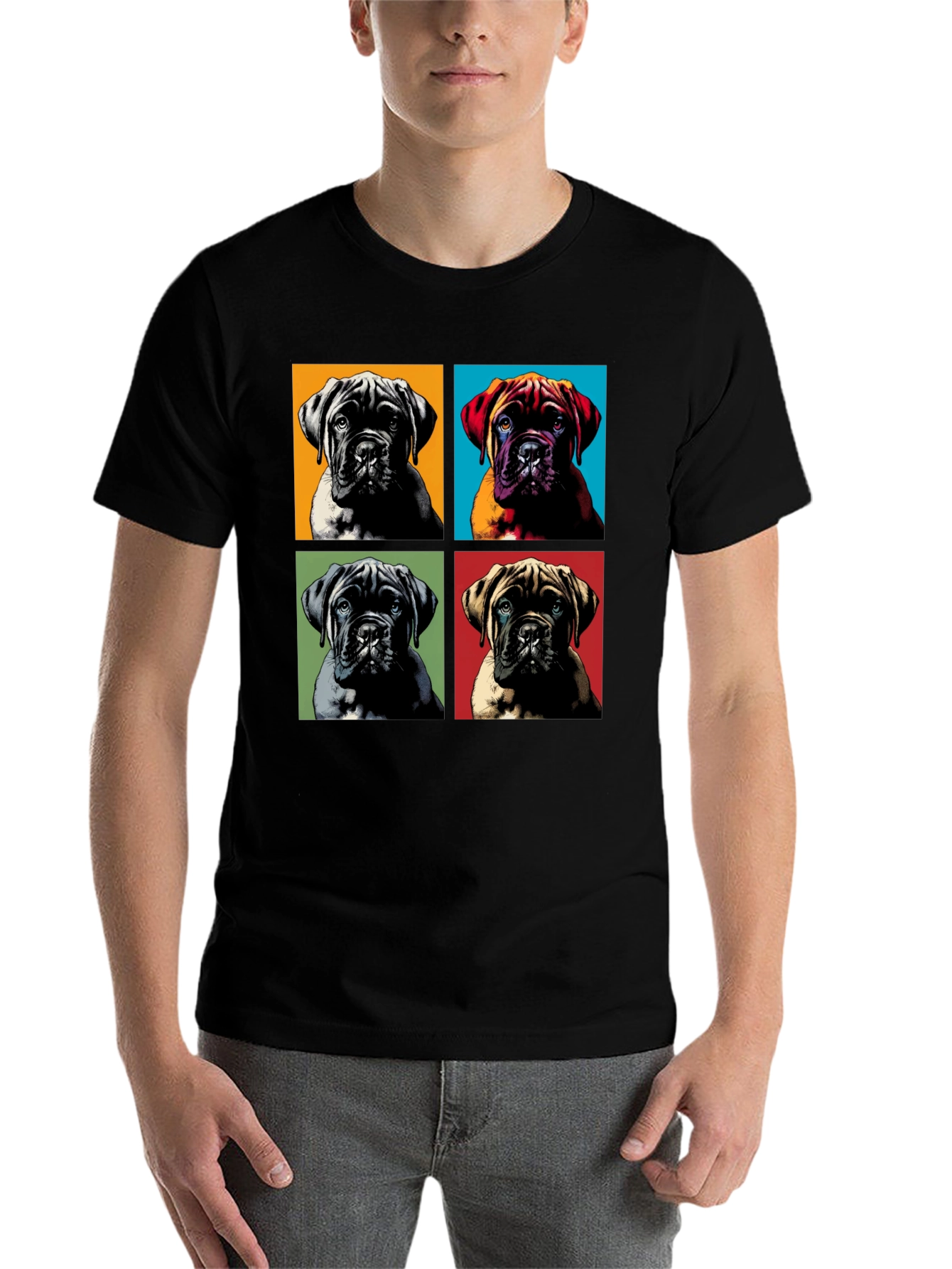 Black Pop Art Dog Breed Graphic Tee view 7